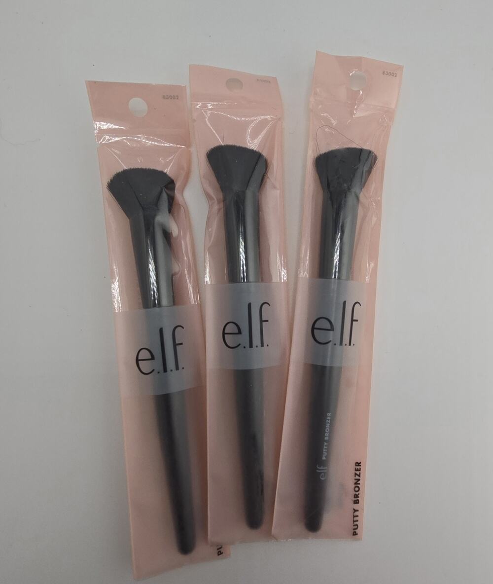 3X e.l.f. Putty Bronzer Brush, Angled Makeup Brush For Contour & Highlight 83002